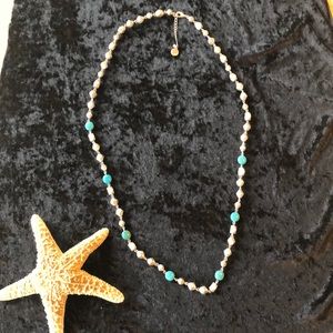 Vintage Bill Blass Silver tone and turquoise color necklace